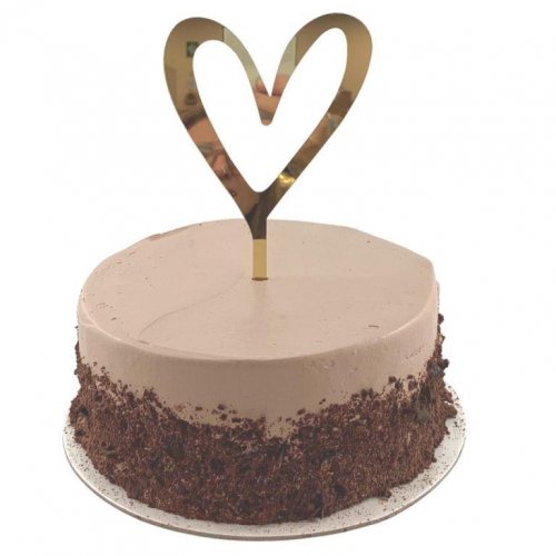 Cake Topper 2mm Heart Gold  Acrylic