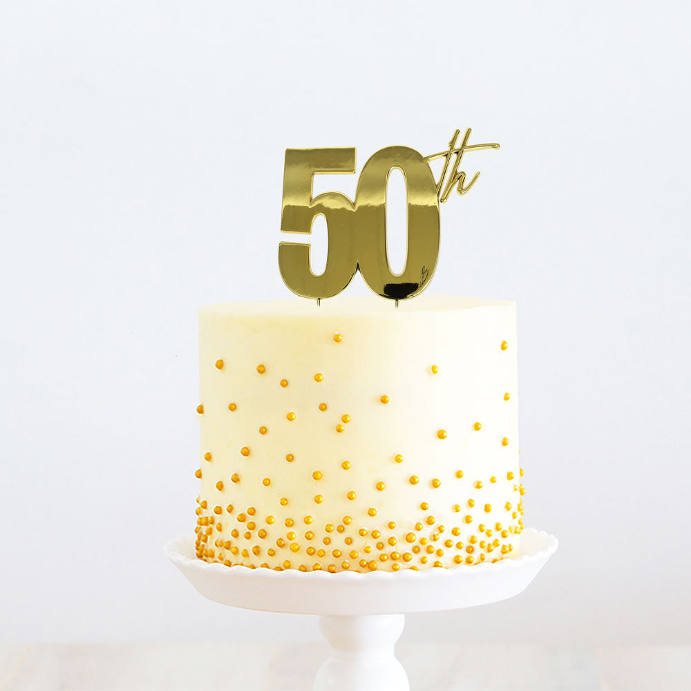 GOLD METAL CAKE TOPPER - 50TH GOLD TOPPER