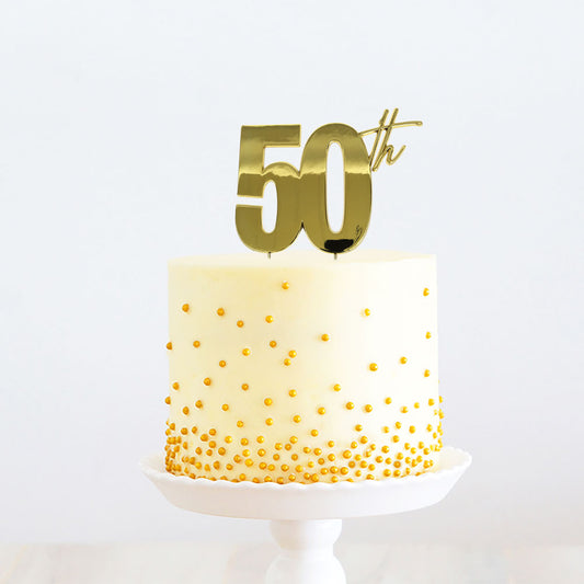 GOLD METAL CAKE TOPPER - 50TH GOLD TOPPER