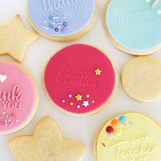 COOKIE EMBOSSER STAMP - MERRY CHRISTMAS debosser