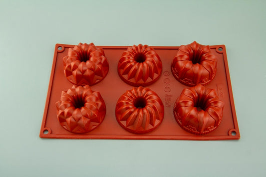 6 CAVITY - ASSORTED BUNDT CHOCOLATE SILICONE BAKEWARE