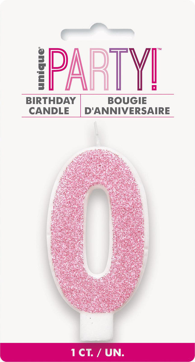 Numeral Candle 0 - Glitter Pink