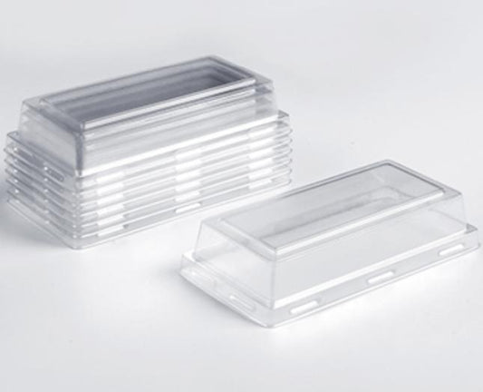 PLASTIC RECTANGLE DESSERT CUP LIDS 120ML