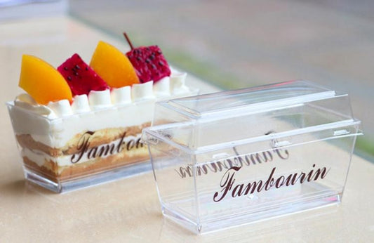PLASTIC RECTANGLE DESSERT CUPS 120ML - 10PC