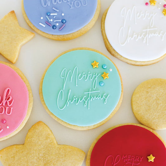 COOKIE EMBOSSER STAMP - MERRY CHRISTMAS debosser
