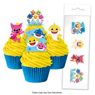 BABY SHARK | EDIBLE WAFER CUPCAKE TOPPER 16 PIECES