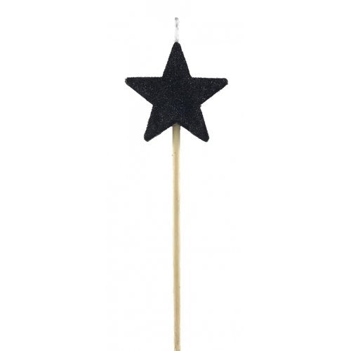 Black Glitter Long Stick Candle STAR
