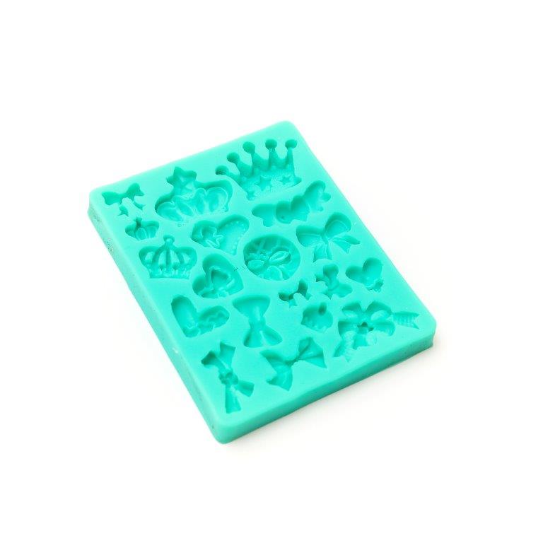 SILICONE MOULD - BOWS, HEARTS & CROWNS