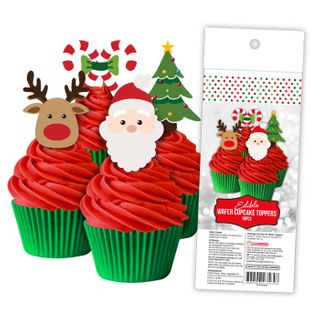 CHRISTMAS | EDIBLE WAFER CUPCAKE TOPPERS 16 PIECES