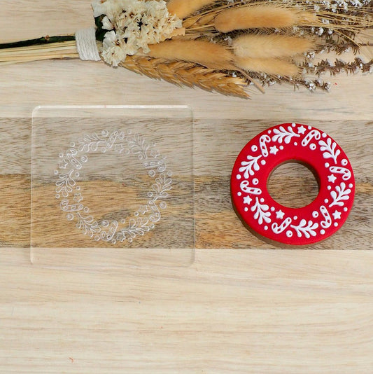 Christmas Wreath with Candy Canes merry debosser