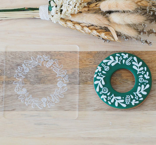 Christmas - Christmas Wreath with Lollies merry embosser