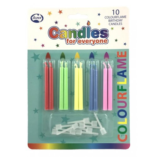 Colourflame Candles Assorted Colours with holders