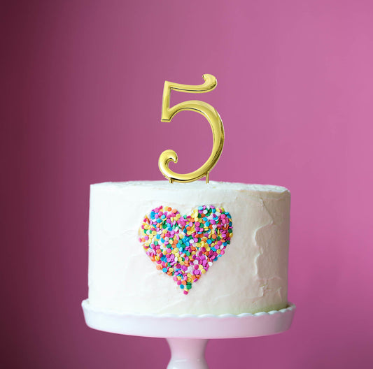 GOLD CAKE TOPPER (7CM) - NUMBER 5 GOLD TOPPER