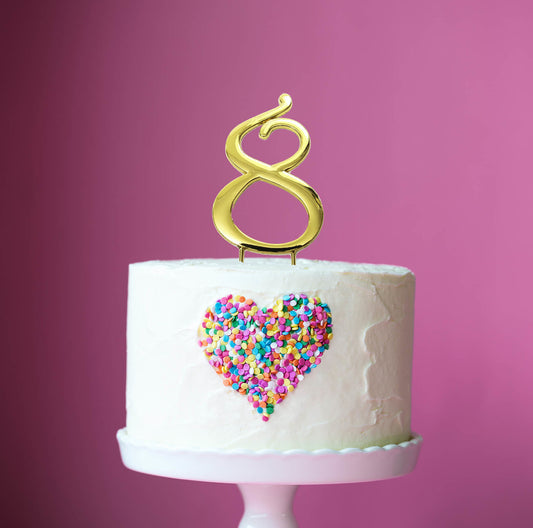 GOLD CAKE TOPPER (7CM) - NUMBER 8 GOLD TOPPER