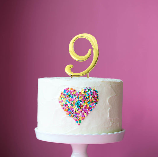 GOLD CAKE TOPPER (7CM) - NUMBER 9 GOLD TOPPER