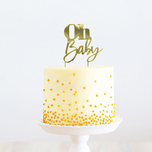 GOLD METAL CAKE TOPPER - OH BABY GOLD TOPPER