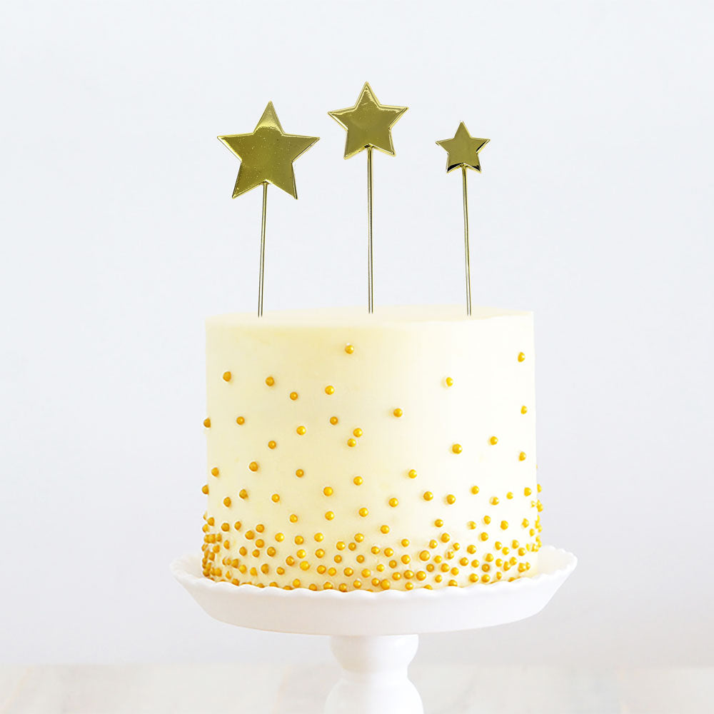 GOLD METAL CAKE TOPPER - STARS GOLD TOPPER