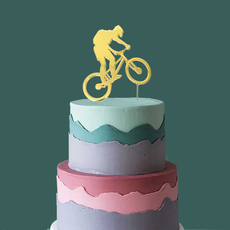 GOLD PLATED CAKE TOPPER - BIKE RIDER GOLD TOPPER