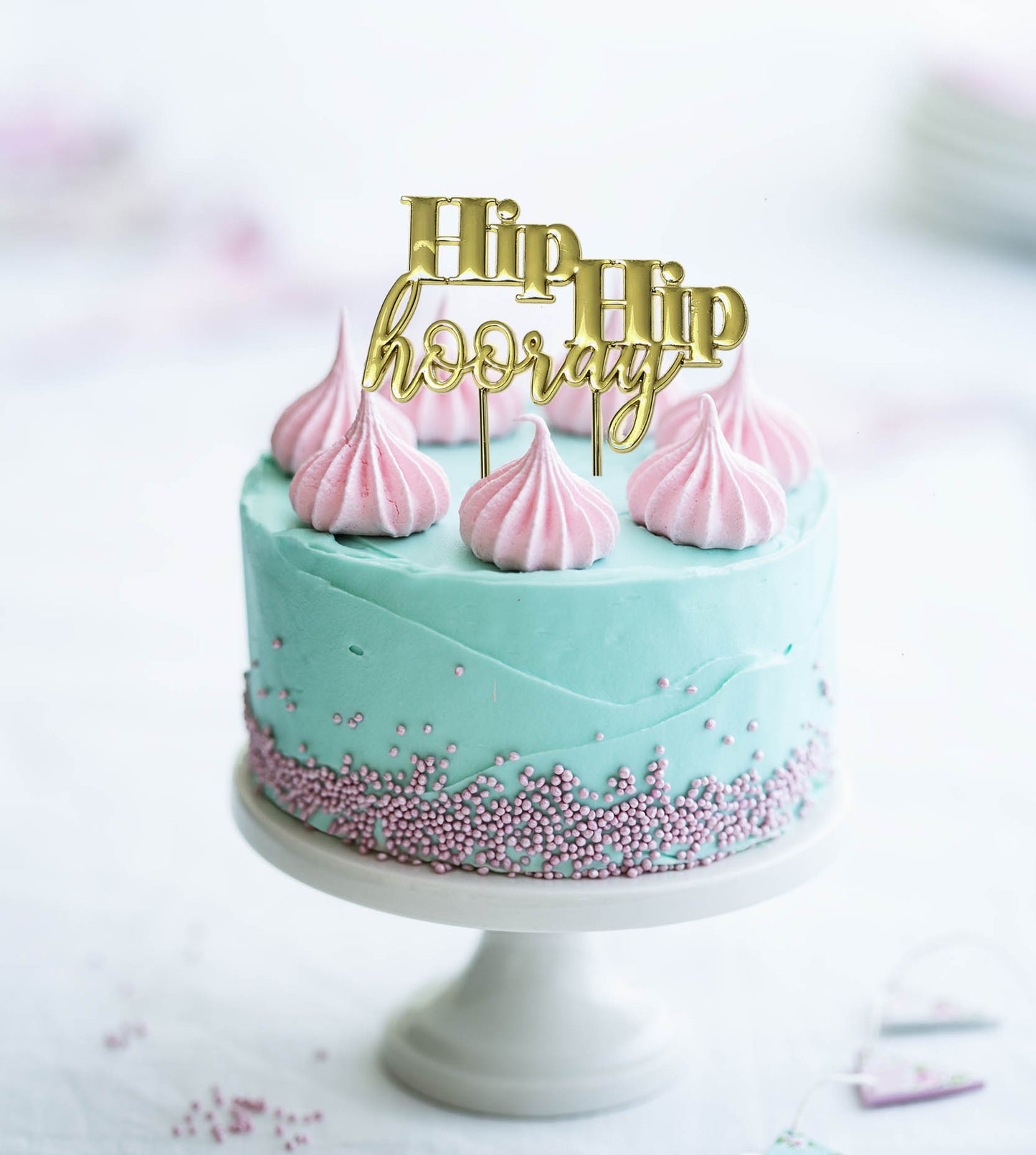GOLD PLATED CAKE TOPPER - HIP HIP HOORAY GOLD TOPPER