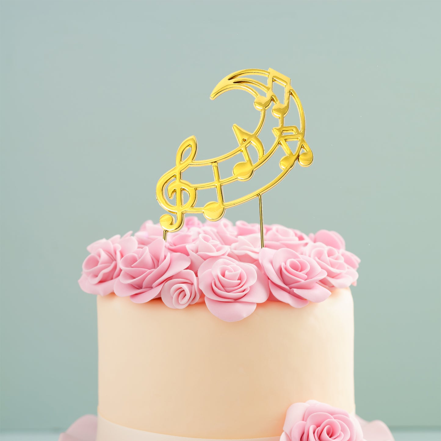 GOLD PLATED CAKE TOPPER - MUSIC NOTES GOLD TOPPER