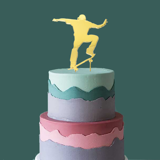 GOLD PLATED CAKE TOPPER - SKATER GOLD TOPPER