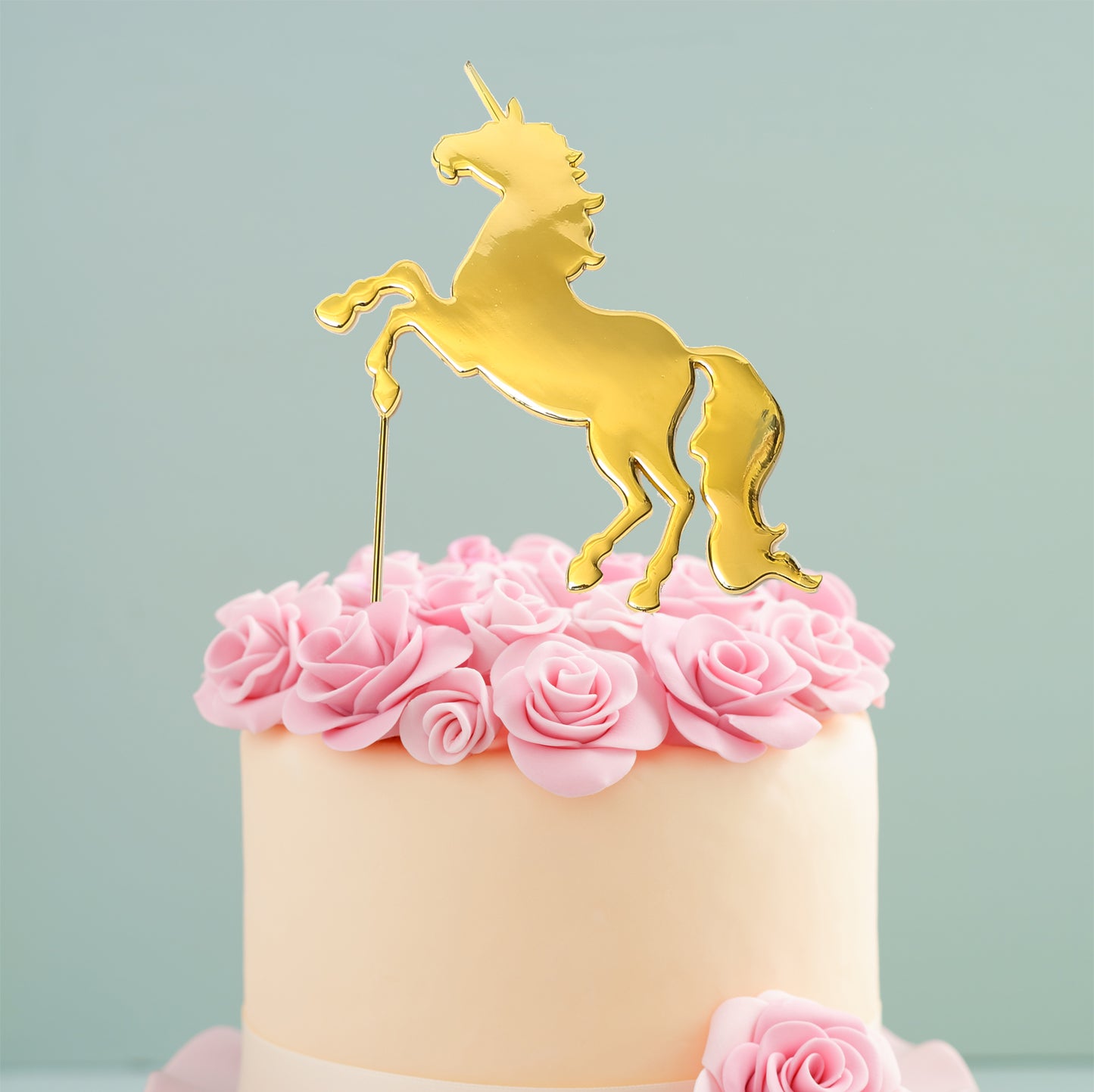 GOLD PLATED CAKE TOPPER - UNICORN GOLD TOPPER