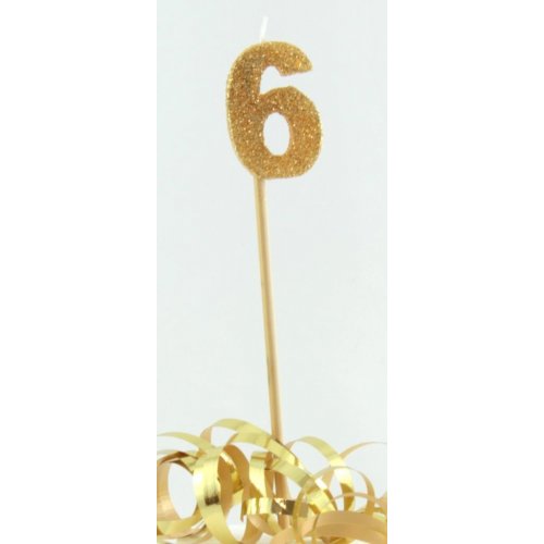 Gold Glitter Long Stick Candle 6