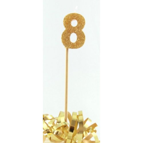 Gold Glitter Long Stick Candle 8