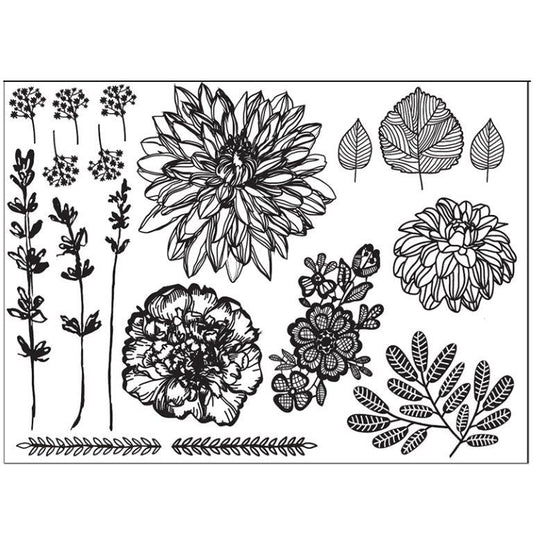 HAND DRAWN FLORALS SILHO MOULD  LACE MAT