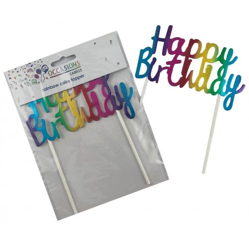 Happy Birthday Cake Topper Metallic Rainbow OTHER TOPPER