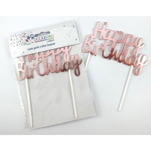 Happy Birthday Cake Topper Metallic Rose Gold OTHER TOPPER