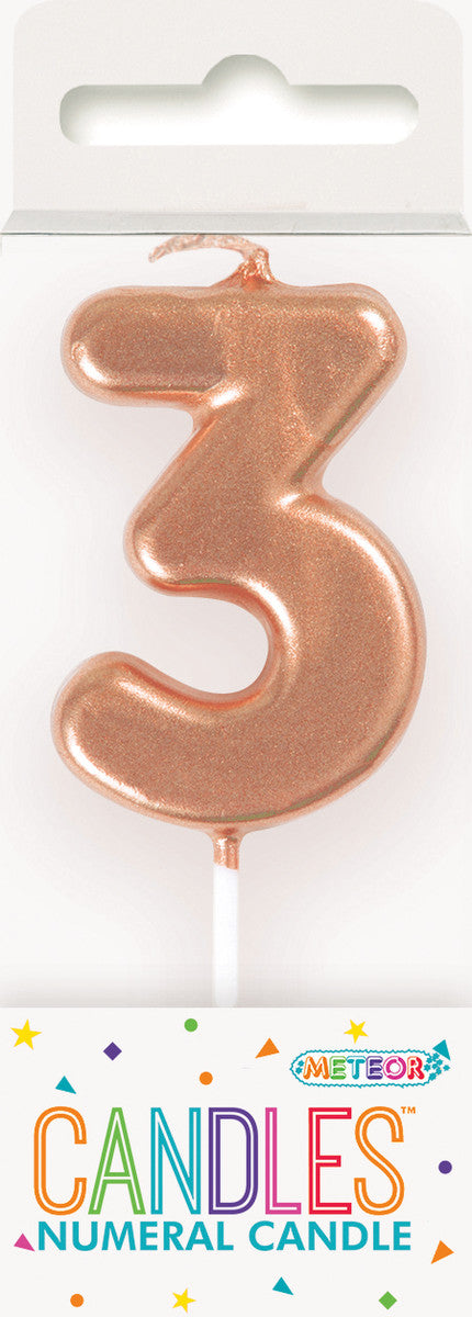 MINI ROSE GOLD NUMERAL PICK CANDLES - 3