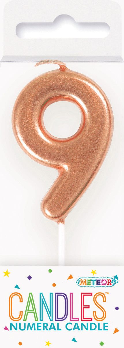 MINI ROSE GOLD NUMERAL PICK CANDLES - 9