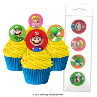 SUPER MARIO BROS | EDIBLE WAFER CUPCAKE TOPPER 16 PIECES