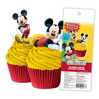 MICKEY MOUSE EDIBLE WAFER CUPCAKE TOPPER 16 PIECES