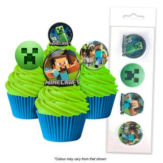 MINECRAFT | EDIBLE WAFER CUPCAKE TOPPERS 16 PIECES