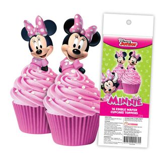 MINNIE MOUSE EDIBLE WAFER CUPCAKE TOPPER 16 PIECES