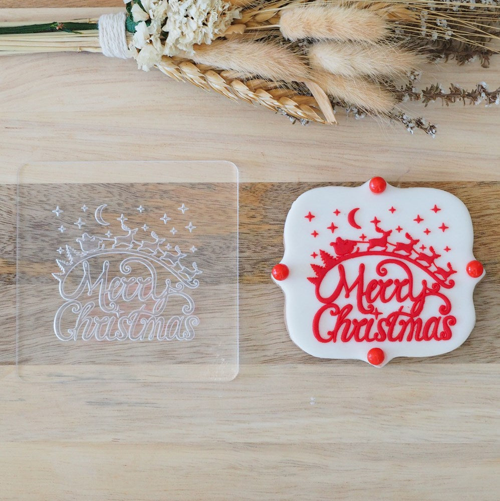 Merry Christmas (Santa with Sleigh) debosser
