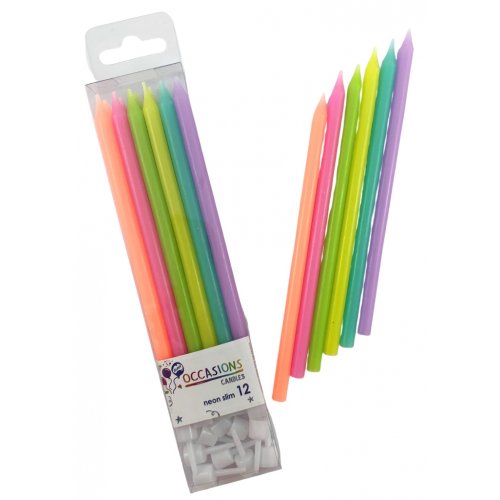 Neon Bright Slim Candles 120mm TALL