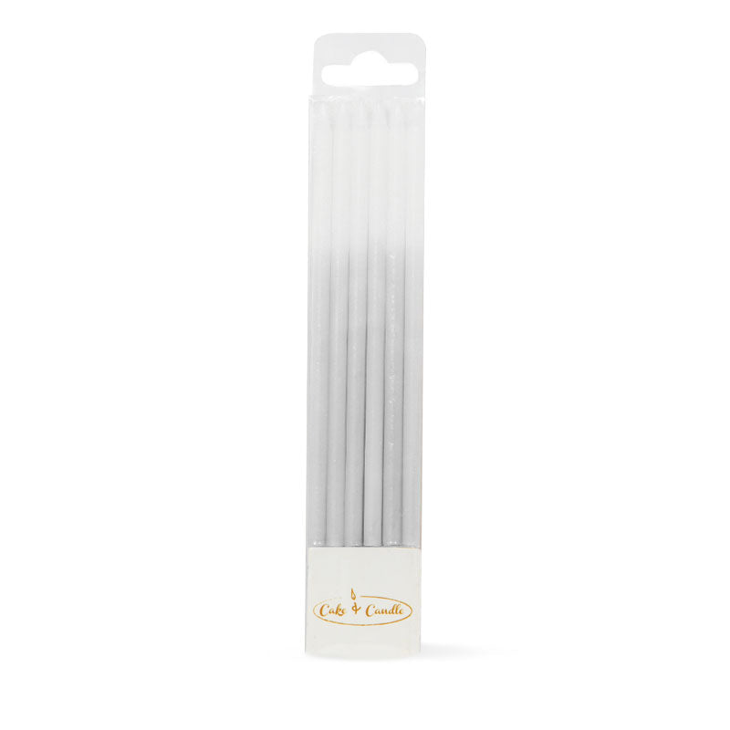 OMBRE CAKE CANDLES SILVER (PACK OF 12) TALL