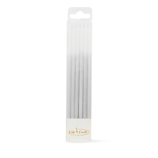 OMBRE CAKE CANDLES SILVER (PACK OF 12) TALL