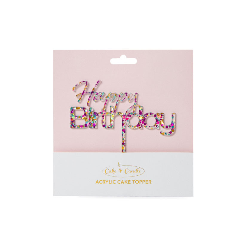 RAINBOW GLITTER HAPPY BIRTHDAY 1 CAKE TOPPER - ACRYLIC