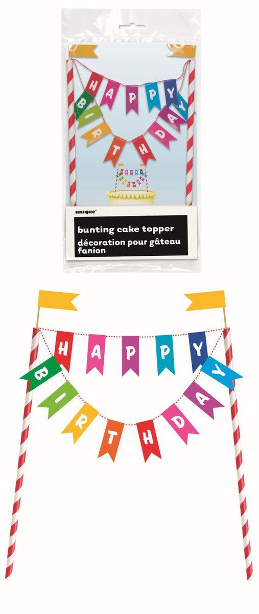 Rainbow Ribbons "Happy Birthday" Bunting Topper OTHER TOPPER