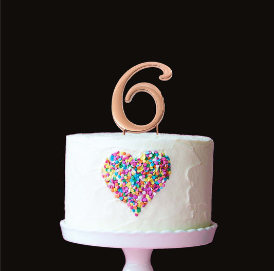 ROSE GOLD CAKE TOPPER (7CM) - NUMBER 6
