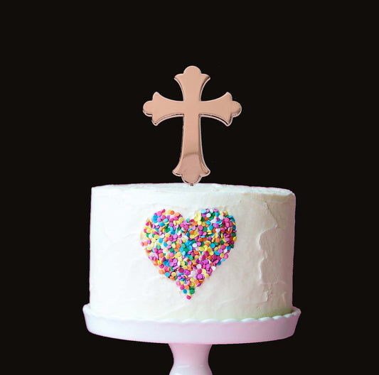 ROSE GOLD PLATED CAKE TOPPER - CROSS