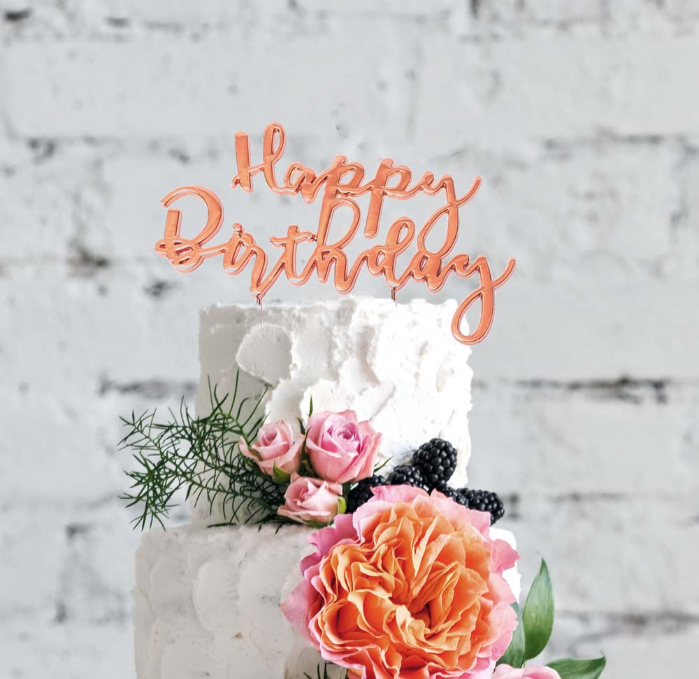ROSE GOLD PLATED CAKE TOPPER - HAPPY BIRTHDAY 1
