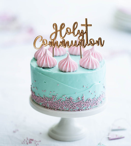 ROSE GOLD PLATED CAKE TOPPER - HOLY COMMUNION