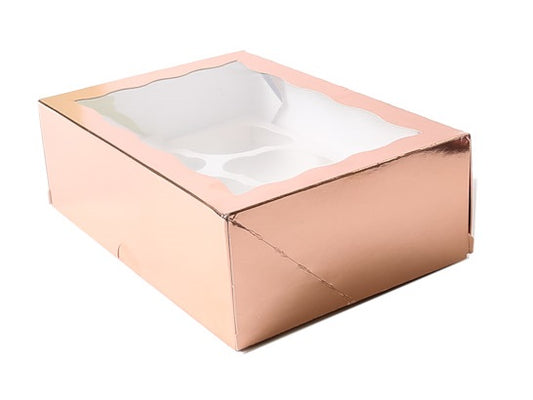 ROSE GOLD CUPCAKE BOX WITH PVC WINDOW