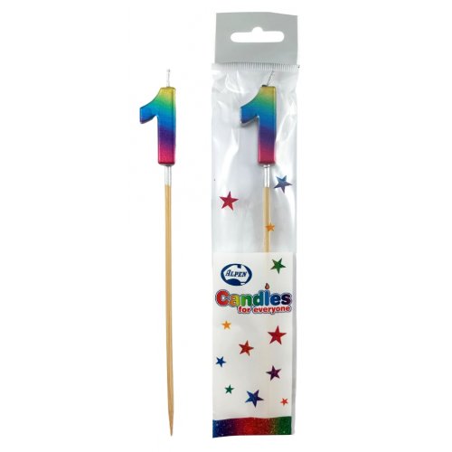 Rainbow Glitter Long Stick Candle 1