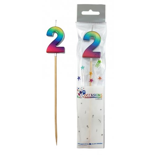 Rainbow Glitter Long Stick Candle 2